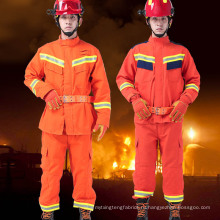 Красный арамидный огнеупорный аварийный спасательный костюм ткань
